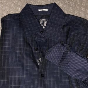 Bugatchi dark blue window pane button down